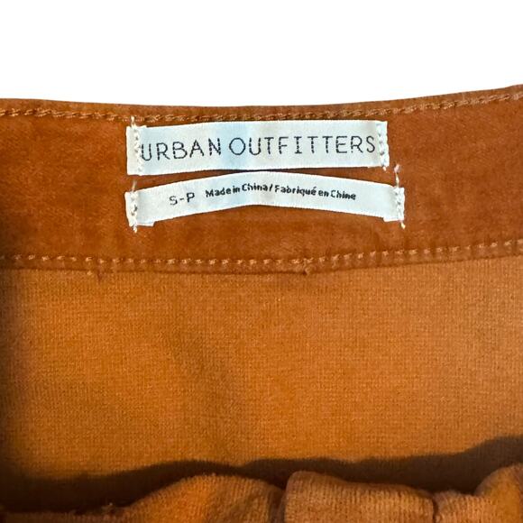 Urban Outfitters Snap Front Velvet Mini Skirt Size SMALL Rust Orange Fall Date - Picture 4 of 6